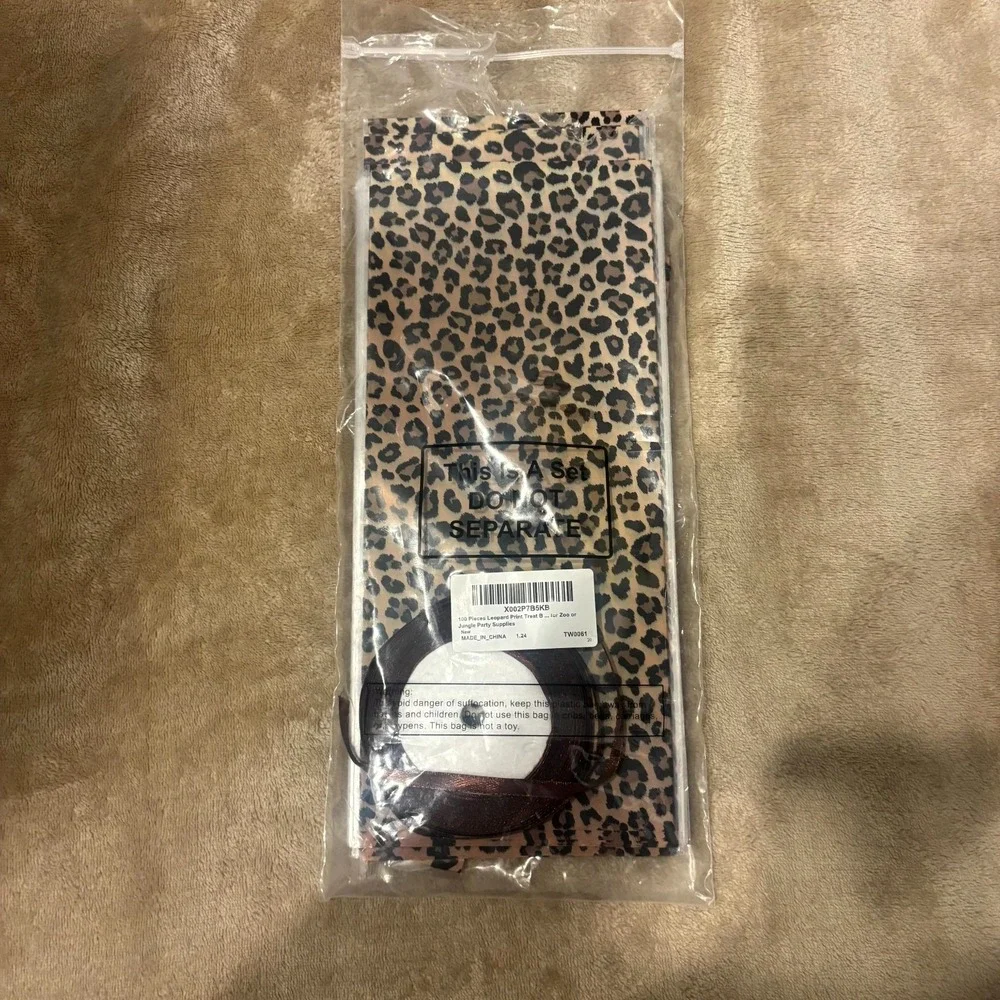 Leopard Print Treat Bags w Ribbon Safari Jungle Party Favor Bags ~100pcs